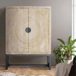Massivholzschrank Highboard im Vintage Look beschnitzt