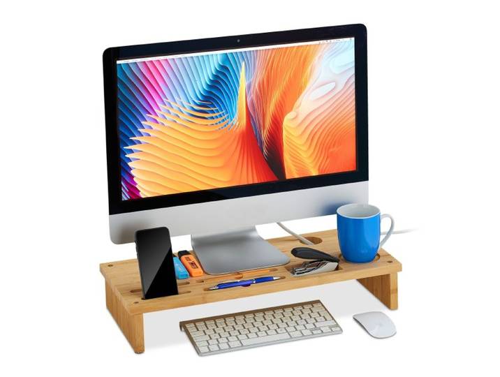 Relaxdays Monitorständer Bambus