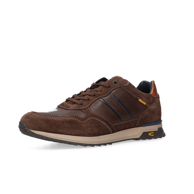 Sneaker CAMEL ACTIVE, Herren, Gr. 42, braun (schoko, blau), Leder, Schuhe Sneaker, Schnürschuh, Halbschuh, Business-Sneaker mit Logoschriftzug