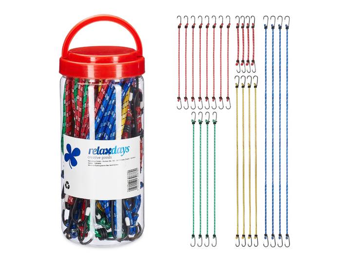 Spanngummi 24er-Set 5 Grössen Blau-Dunkelgrün-Rot