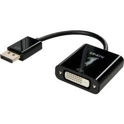 LINDY 41734 DisplayPort / DVI Konverter [1x DisplayPort Stecker - 1x DVI-Buchse 24+5pol.] Schwarz Aktiv mit Signalverstärkung 15.00 cm