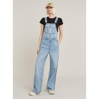 Jumpsuit G-STAR "Straight Leg Latzhose", Damen, Gr. S, Normalgrößen, sun faded cloudburst, Obermaterial: 100% Baumwolle, Overalls Jumpsuit
