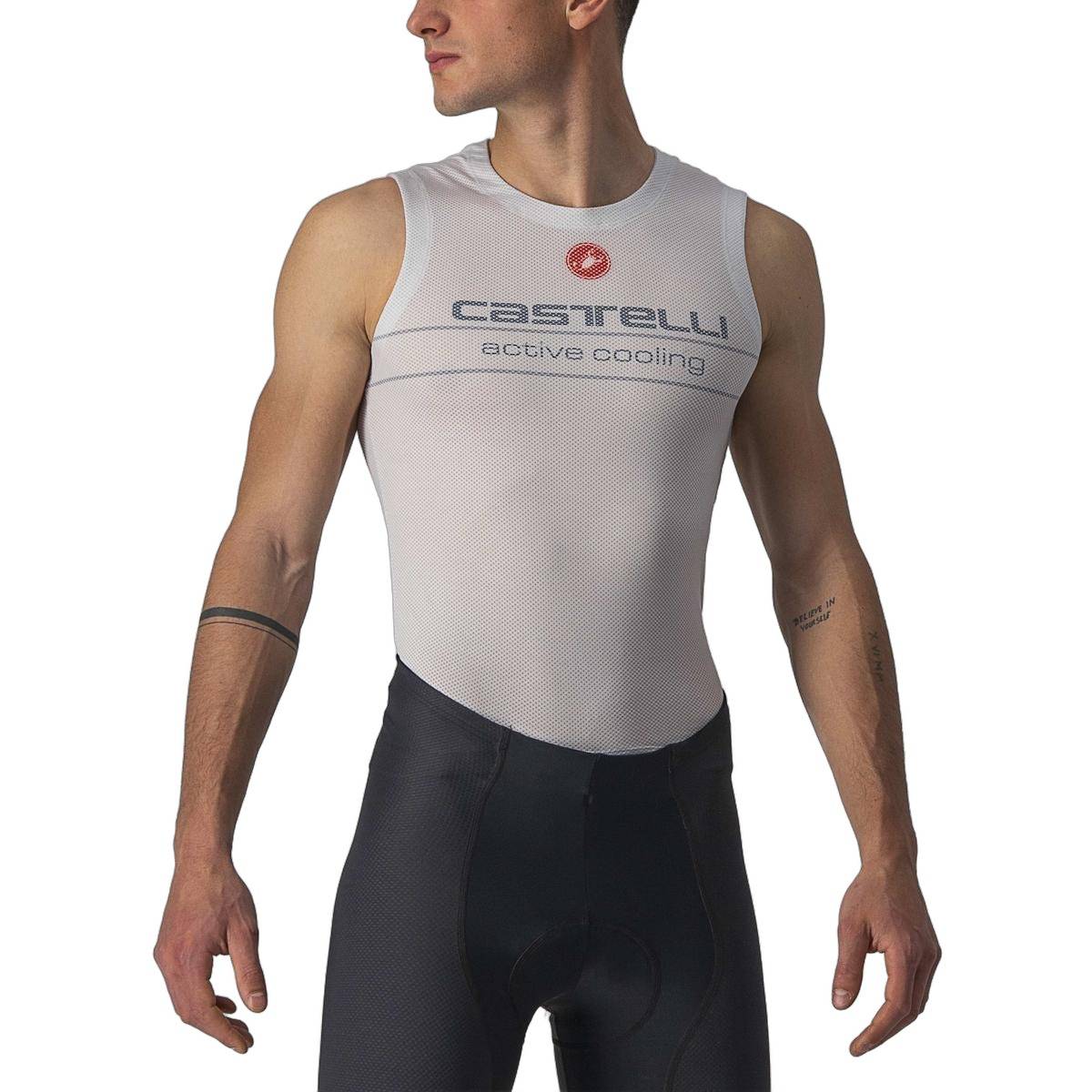 Camiseta Interior Castelli Active Cooling Sem Mangas Cinzento Prata, Tamanho XS. Homem