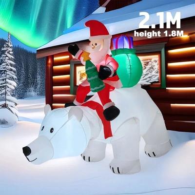 Uplifted Finds Movable Head Bear Santa Christmas Inflatable Yard Decoration With LED Light uk 210 Cm Bear Santa