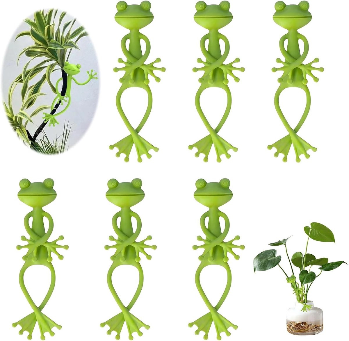 Set van 6 herbruikbare plantsteunen in kikker vorm voor klimplanten en tuin decoratie