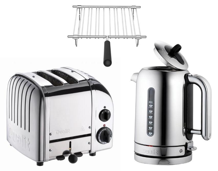 Dualit Frühstücksset inkl. 2er Toaster + 1,7 L Wasserkocher und Brötchenaufsatz