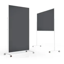 Magnetoplan Pinnwand Moderations- Präsentationswand VarioPin mobil -  Zweiarmfuß mit 4 Rollen - 100x180cm (BxH) - Grau