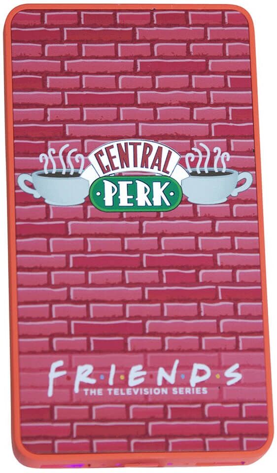 Friends 10W Lysende Powerbank med 2 x USB-A - 6.000 mAh - Rød