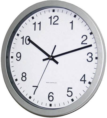 EuroTime 56831-07 Funk Wanduhr 30cm x 43mm Silber