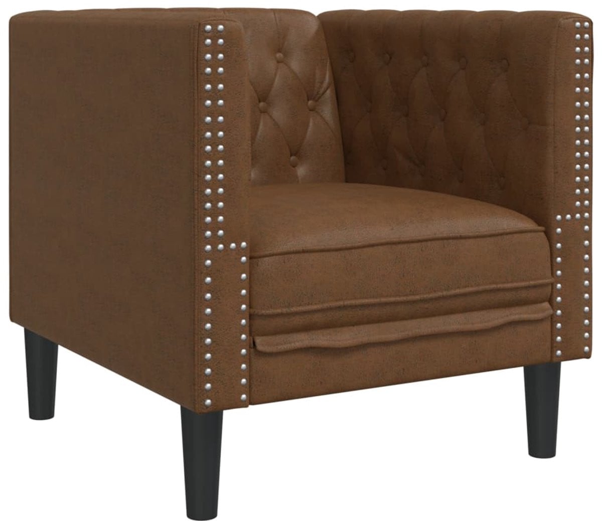vidaXL Chesterfield-stijl fauteuil in bruin kunstsuède