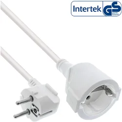 INLINE Strom-Verlängerung Schutzkontakt Stecker gewinkelt / Buchse, weiß, 2m