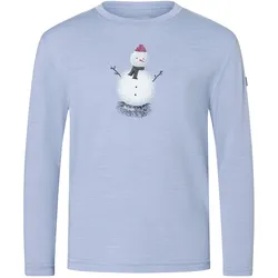 Super Natural, Unisex, Funktionsshirt, Kid's Snowman L/S (128), Blau, Mehrfarbig