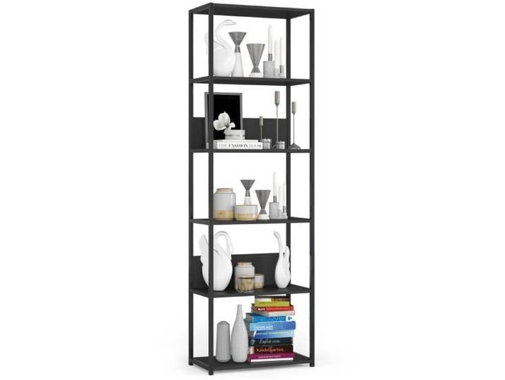 Étagère murale industrielle sur pied AKORD Noire 60 cm 6 étagères 60x32x192 cm