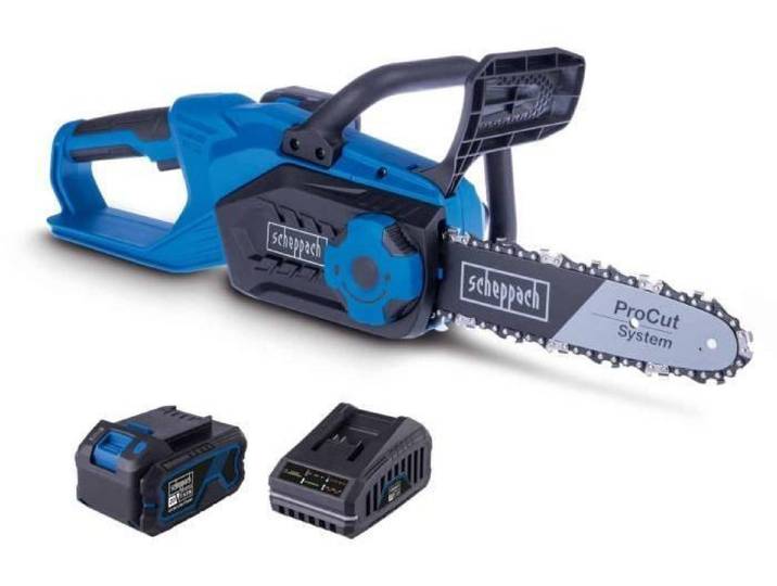 Tronçonneuse sans fil Scheppach - C-CS254-X - SET L - 25\,4 cm - Batterie 20 V 4 Ah + chargeur 2\,4 A