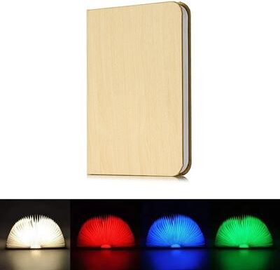Uplift Picks Rechargeable Wooden Book Lamp With Foldable RGB Ambient Night Lighting Decor wood (5 Colors) 15x11x2.5cm
