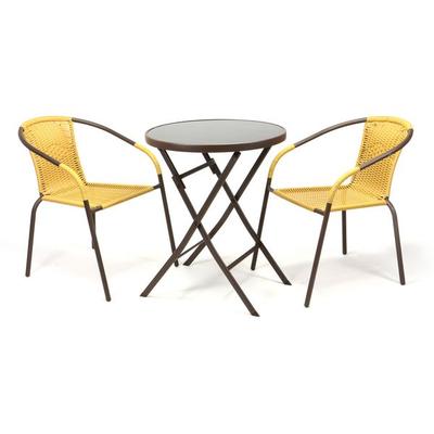 3-tlg. Bistroset Balkon Stuhl Tisch Set Beige