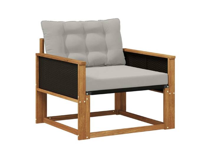 vidaXL Sofaelement Outdoor Mittelsofa Massives nholz und Textilene Natur (1 St)