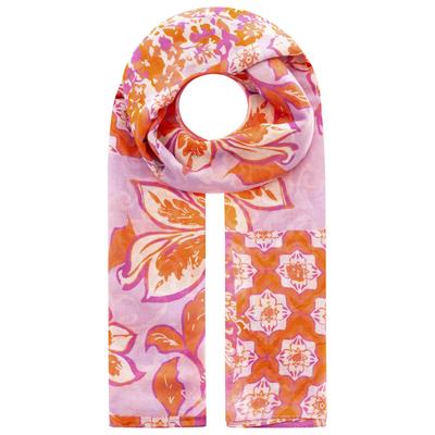 Modeschal ZWILLINGSHERZ "Paisley", Damen, bunt (orange, pink), Kunstfaser, Modetücher, transparent, aquarell Print, Schriftzug