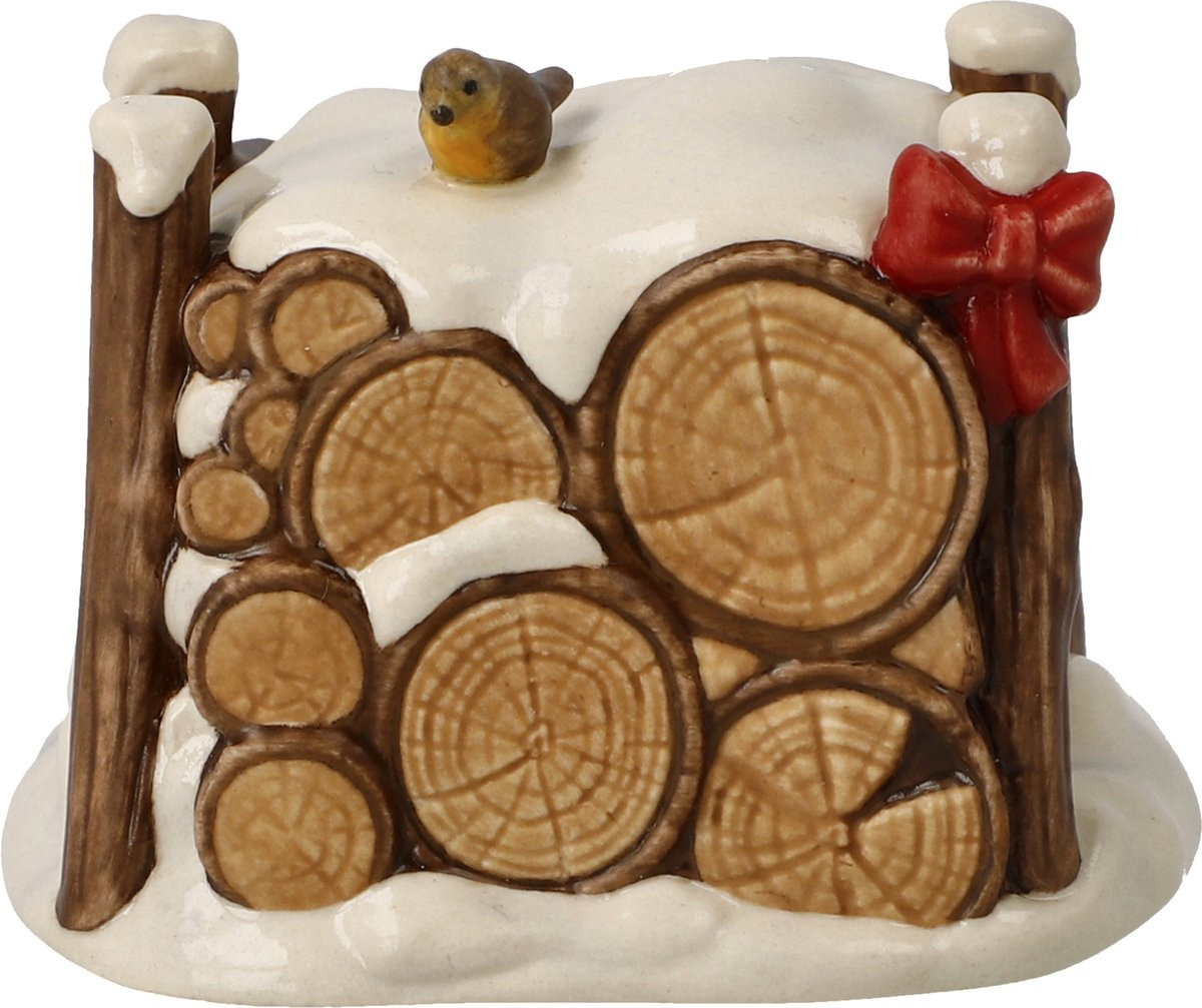 Goebel Kerst Decoratief beeld Winterhoutstapel Aardewerk 7 cm
