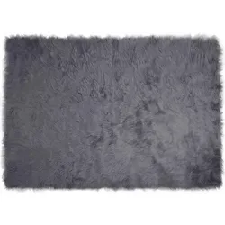 vidaXL Kunstschaffell Teppich Tafalla Anthrazit 140 x 200 cm Polyester