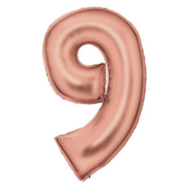 Amscan Zahlenballon Roségold Zahl 9 Seidenglanz - 86cm - leer (9917321)