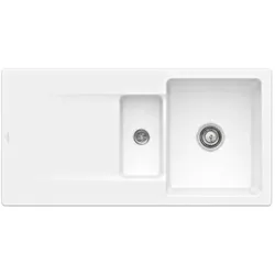 Villeroy & Boch Siluet Einbauspüle 333701R1 mit Ablaufgarnitur und Handbetätigung, weiß