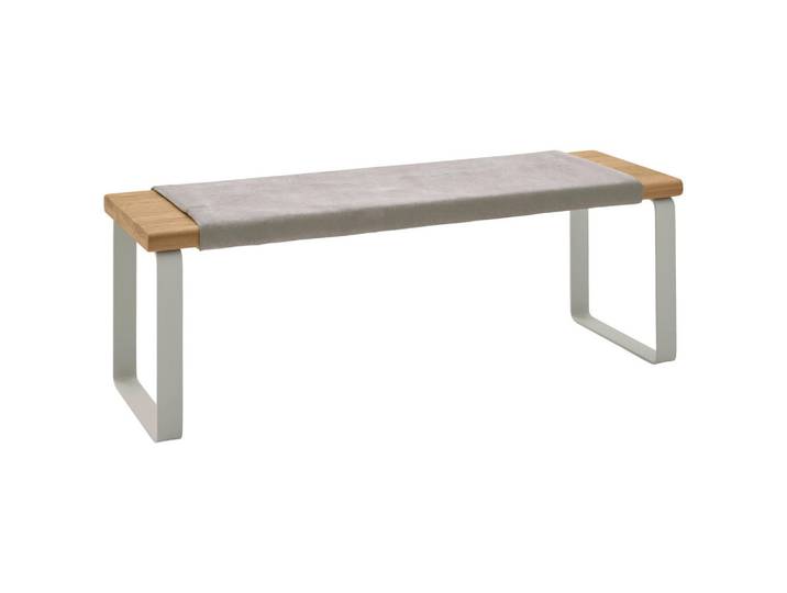 Valnatura Bettbank, Hellgrau, Perlmutt, Wildeiche, Metall, Wildeiche, massiv, 2-Sitzer, 120x41x40 cm, Goldenes M, Made in Germany, Wohnzimmer, Hocker, Sitzhocker