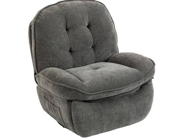 WOVREO Fauteuil relax manuel pivotant 360° inclinable 145° avec repose-pieds chenille gris clair