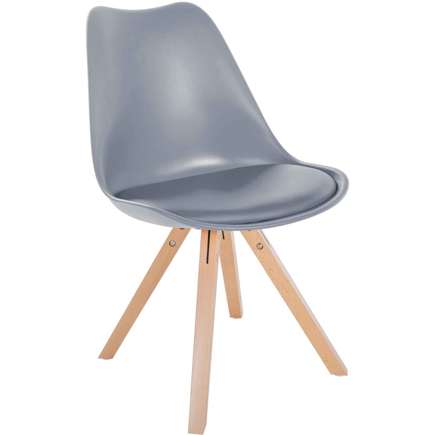 CLP Stuhl Sofia Kunststoff Square Farbe: grau, Gestell Farbe: natur (eckig)