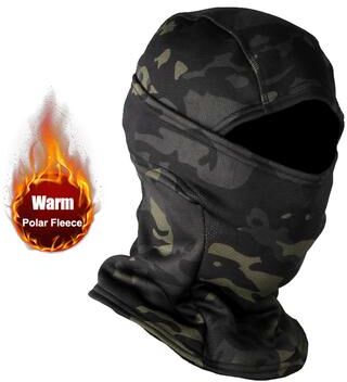 Modern Mode Marketplace Polar Fleece Camouflage Full Face Mask Winter Balaclava Ski Motorcycle Cycling Helmet Inner Cap Keep Warm Outdoor american Black