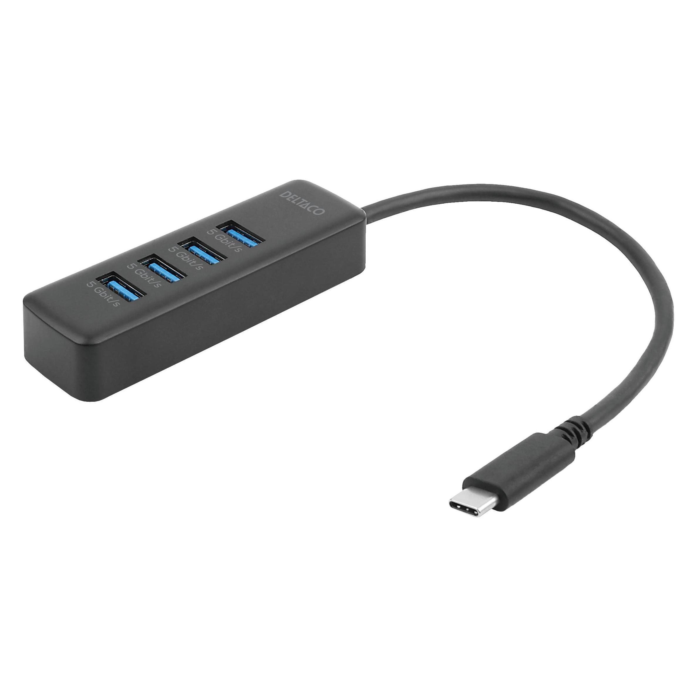Deltaco USB-C Hubb USB-C ha -> 4xUSB-A (USB-C, 4 Ports) (USBC-HUB202)