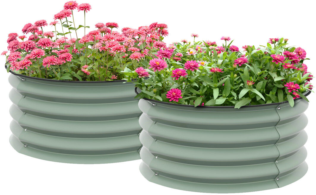 Dakota Fields Buchler 2Pcs Galvanised Steel Raised Beds for Garden, 60x60x30cm Green 30cm H X 60cm D