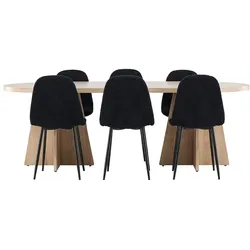 Ebuy24 Bootcut Essgruppe Tisch 115x230cm und 6 Teddy Stühle natur.