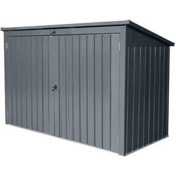 HC Garten & Freizeit 3er Mülltonnenbox mit aufklappbaren Dach mit Schloss, ca. 212 x 101 x 134 cm - Anthrazit