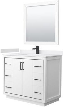 Wyndham Collection Icon Single Vanity Set, Cultured Marble Top, 34-Inch Mirror