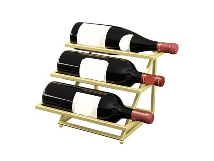 SAGELSHN Deco Weinregal Weinregal Im Industriestil, Mehrschichtiger Metallhalter for Die Hausbar für Restaurant, Bar(Gold)