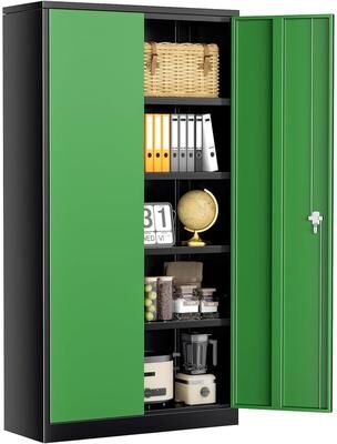 SUNCROWN Garage Cabinet Tool Storage Workbenches with Locking Doors and Adjustable Shelves