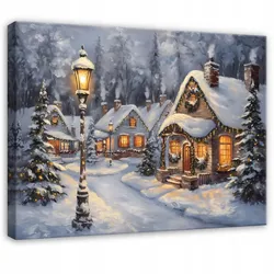 LEINWANDBILD Stadt Winter Blau 120x80 cm