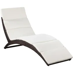 Helloshop26 - Sonnenliege Deckstuhl Sonnenbett Gartenbett Terrassenmöbel klappbare Gartenmöbel mit Kissen braunes Kunstharzgewebe 02_0012857