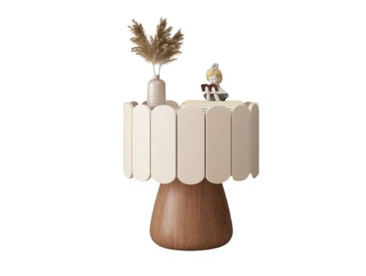 YANG11FAN Vielseitig Cremefarbener Vintage-Nachttisch aus massivem Holz Einfacher Aufbewahrungsschrank for ein kleines Apartment-Schlafzimmer(Weiß,Mittel)