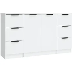 vidaXL Sideboards 3 Stk. Weiß Holzwerkstoff