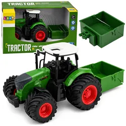 Landwirtschaftlicher Traktor mit Düngerstreuer, Gummireifen, Grün, Maßstab 1:24