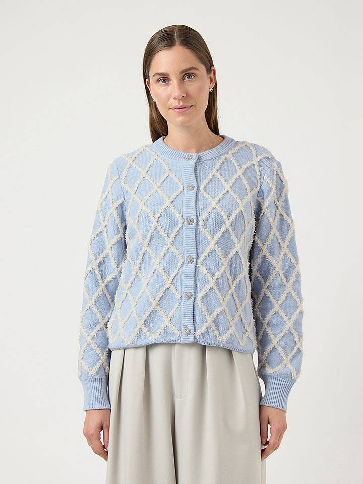 YAS Cardigan in Hellblau/ Weiß - M