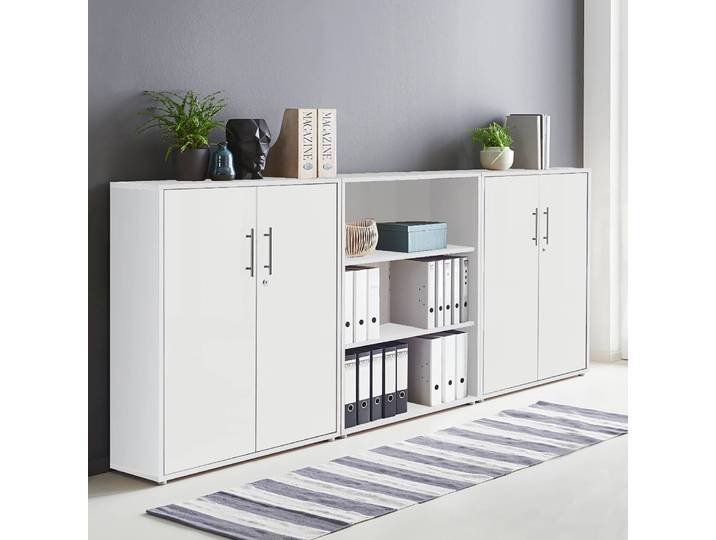 Schrankwand 3-teilig Typ A 85 x 114 x 33cm Weiß/Weiß