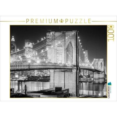 CALVENDO Puzzle Historic New York: Old Brooklyn Bridge at night | 1000 Teile Lege-Größe 64 × 48 cm Foto-Puzzle für glückliche Stunden