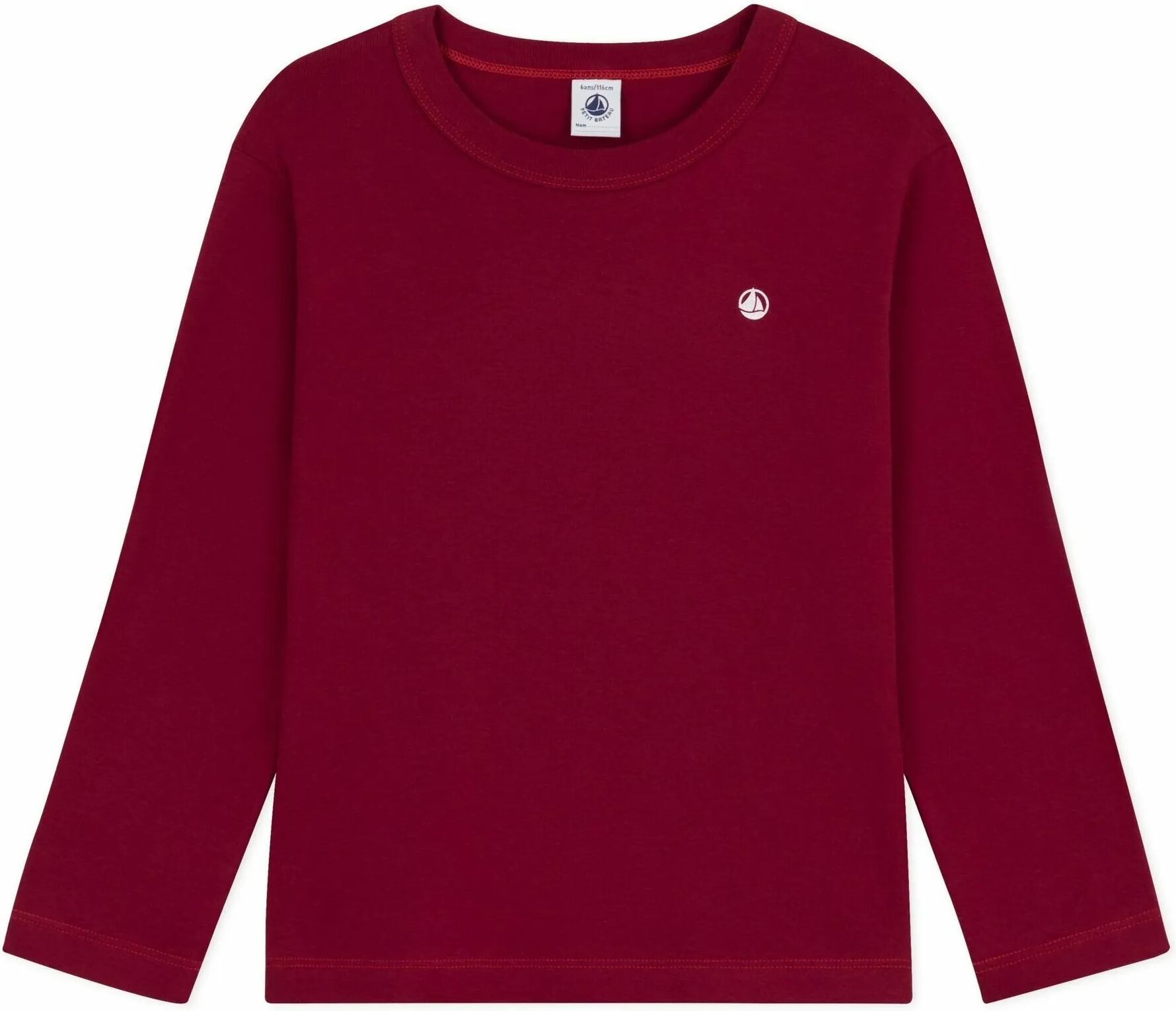 Petit Bateau T-shirt Logo Coton Bio Bordeaux 3 ans