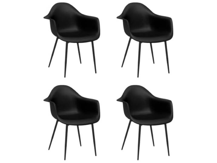 POUFGDR Esszimmerstühle, Schwarz, Polypropylen, Metallbeine, gebogene Minimalistischer Stil, Sitz aus Polypropylen, Metallfuß, 110 kg pro Sitz, Esszimmer, Küche