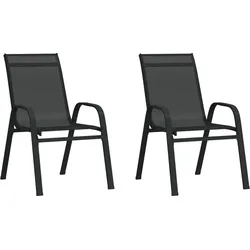 vidaXL Stapelbare Gartenstühle 2 Stk. Schwarz Textilene