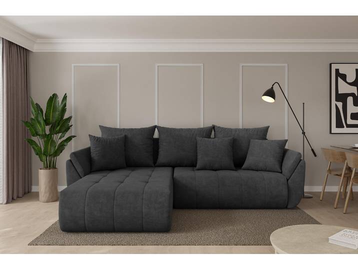 ALTDECOR Ecksofa mit Schlaffunktion und Bettkasten - TOKO-L - 277x194x86 - Dunkelgrau - Corner Sofa Eckcouch Couch L-Form, links/rechts angeordnet, Schlafcouch Ausziehbar Wohnlandschaft