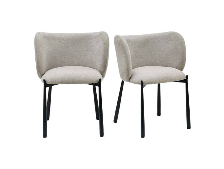 Fauteuil de table en tissu luxury grège (x2)